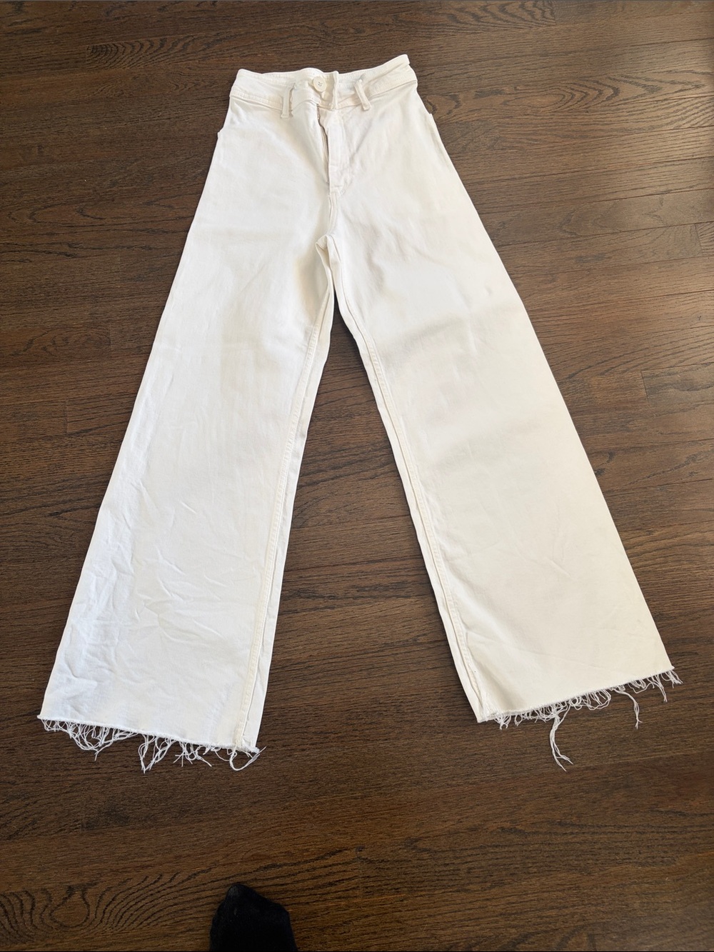 Zara Off-White High-Rise Wide Leg Jeans